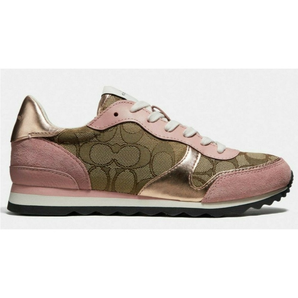 Coach Women's Pink and Tan Sneakers